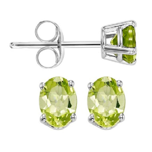 14K Color Studs 6X4 Ov - Peridot