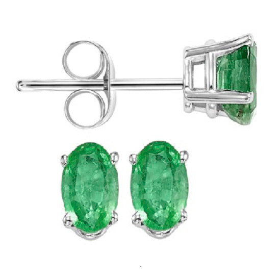 14K Color Studs 5X3 Ov - Emerald