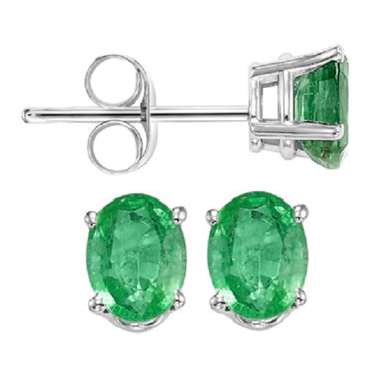 14K Color Studs 6X4 Ov - Emerald