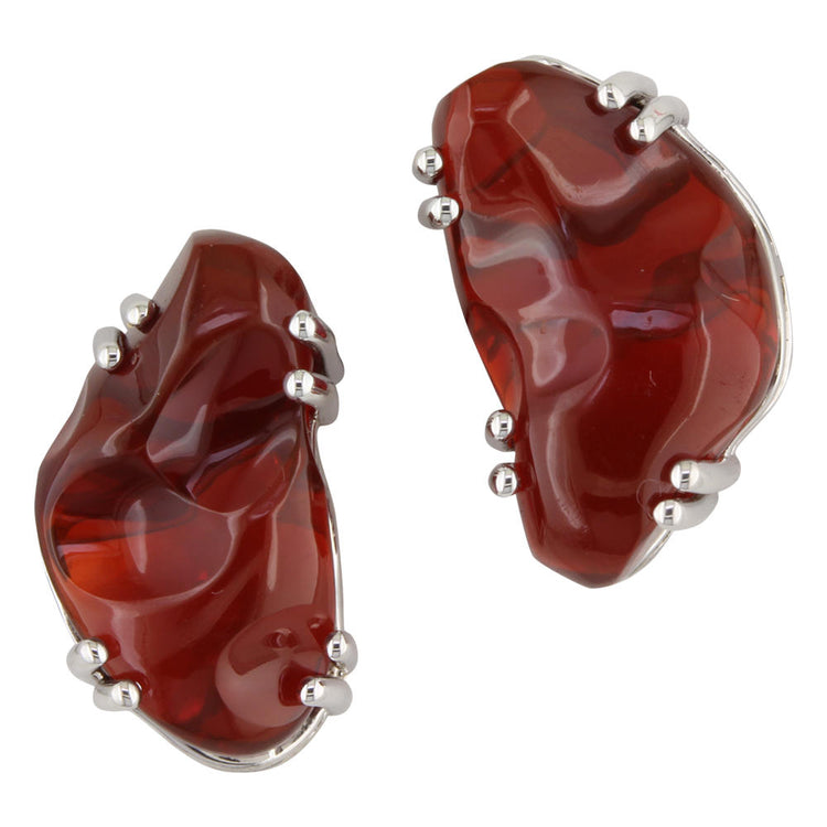 14K White Gold Mexican Fire Opal Earrings