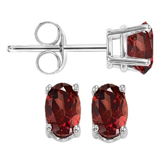 14K Color Studs 5X3 Ov - Garnet