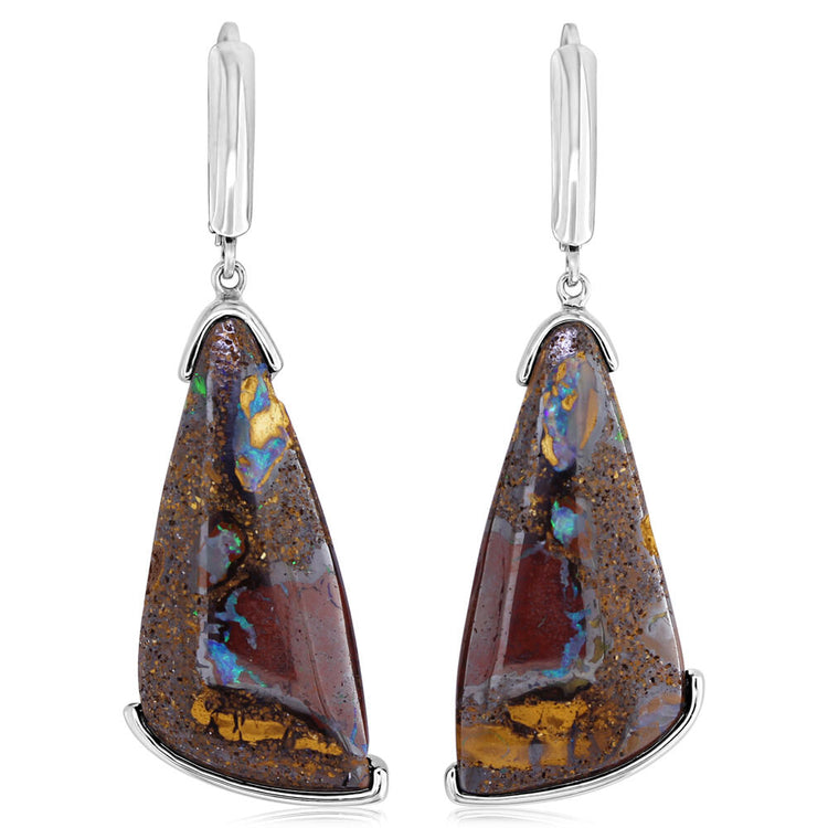 Sterling Silver Australian Boulder Opal Earrings