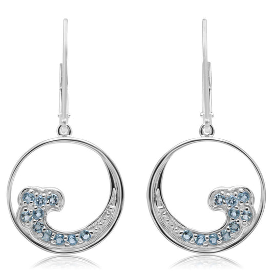 Sterling Silver White Sapphire Wave Earrings