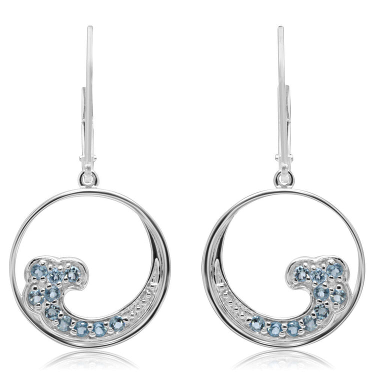 Sterling Silver White Sapphire Wave Earrings