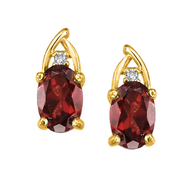 14K Yellow Gold Garnet/Diamond Earrings