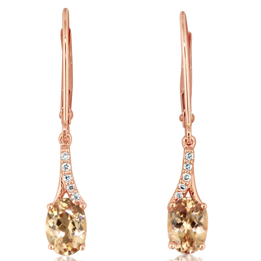 14K Rose Gold Lotus Garnet/Diamond Earrings