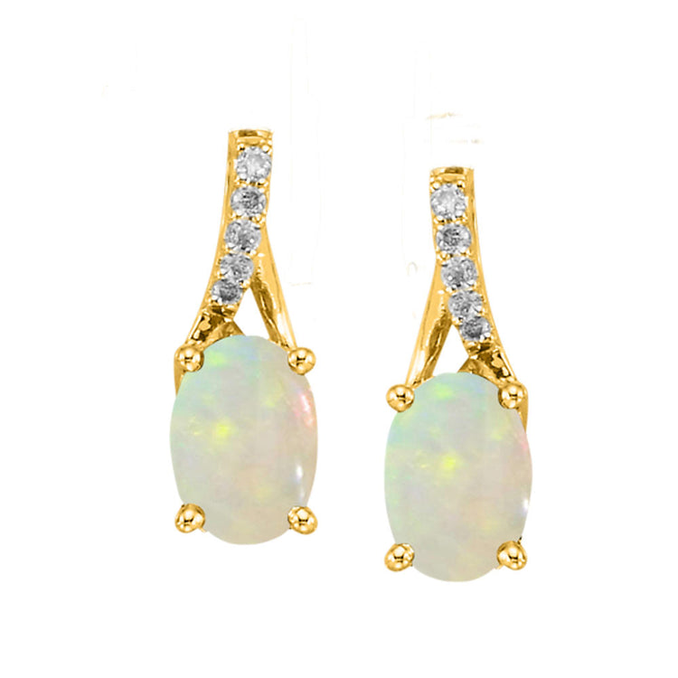 14K Yellow Gold Opal/Diamond Earrings