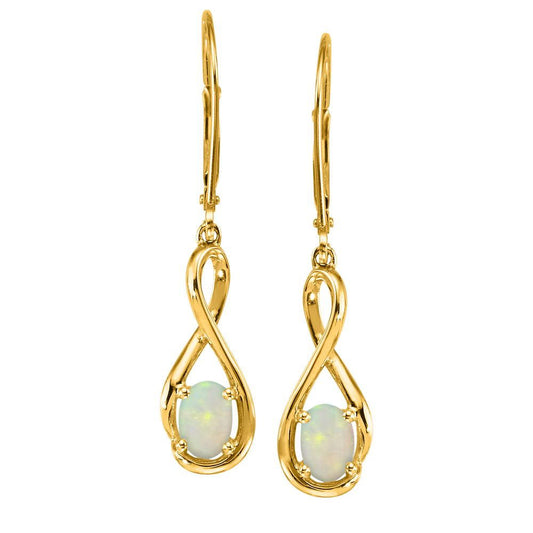 14K Yellow Gold Australian Opal Earrings with Staight Post