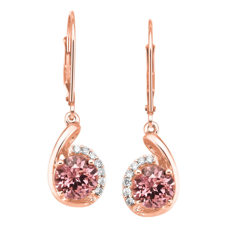 14K Rose Gold Lotus Garnet/Diamond Earrings