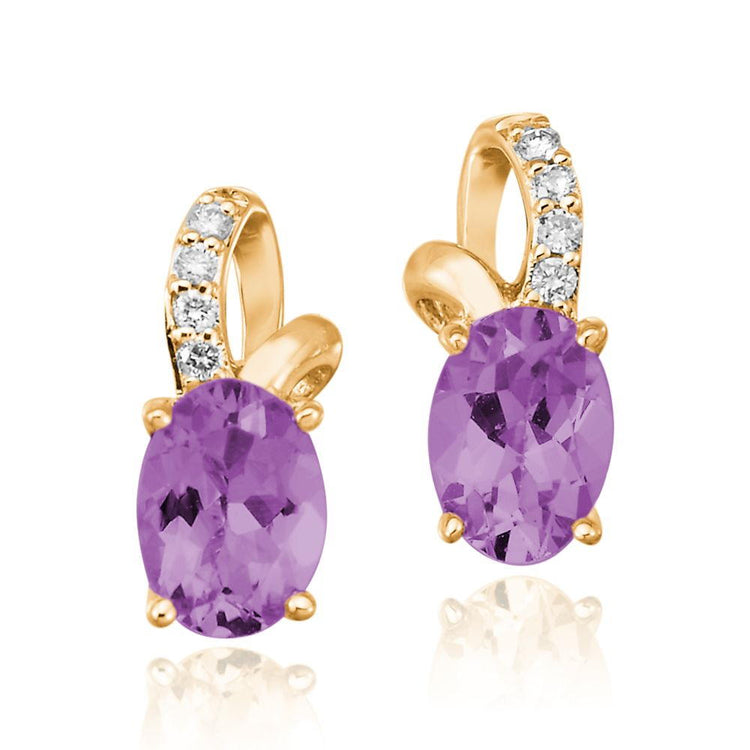 14K Yellow Gold Amethyst/Diamond Earrings