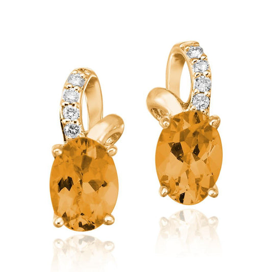 14K Yellow Gold Citrine/Diamond Earrings