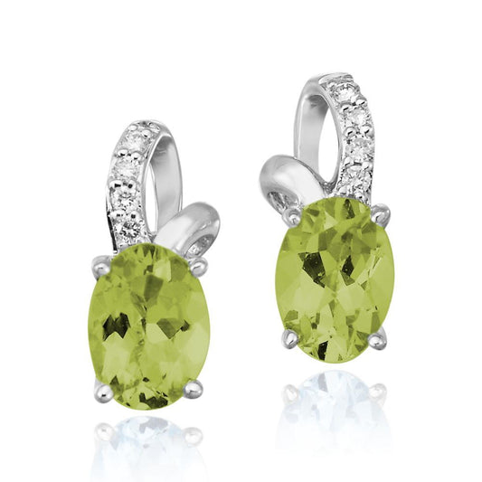 14K White Gold Peridot/Diamond Earrings