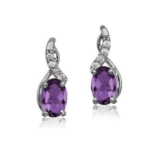 14K White Gold Amethyst/Diamond Earrings