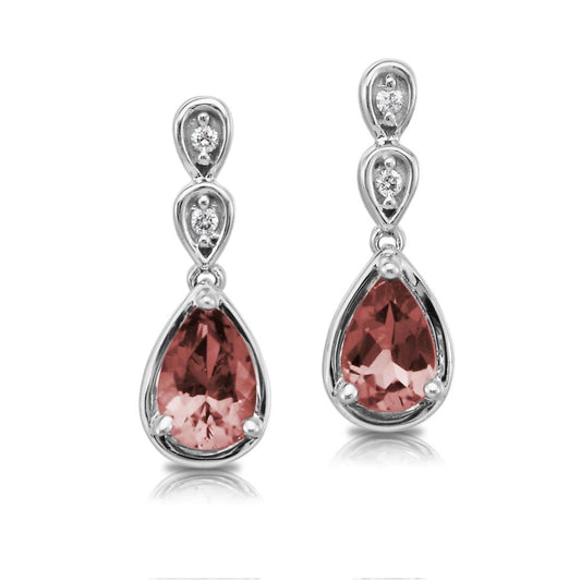 14K Rose Gold Lotus Garnet/Diamond Earrings