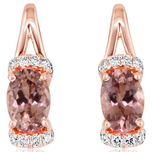 14K Rose Gold Lotus Garnet/Diamond Earrings