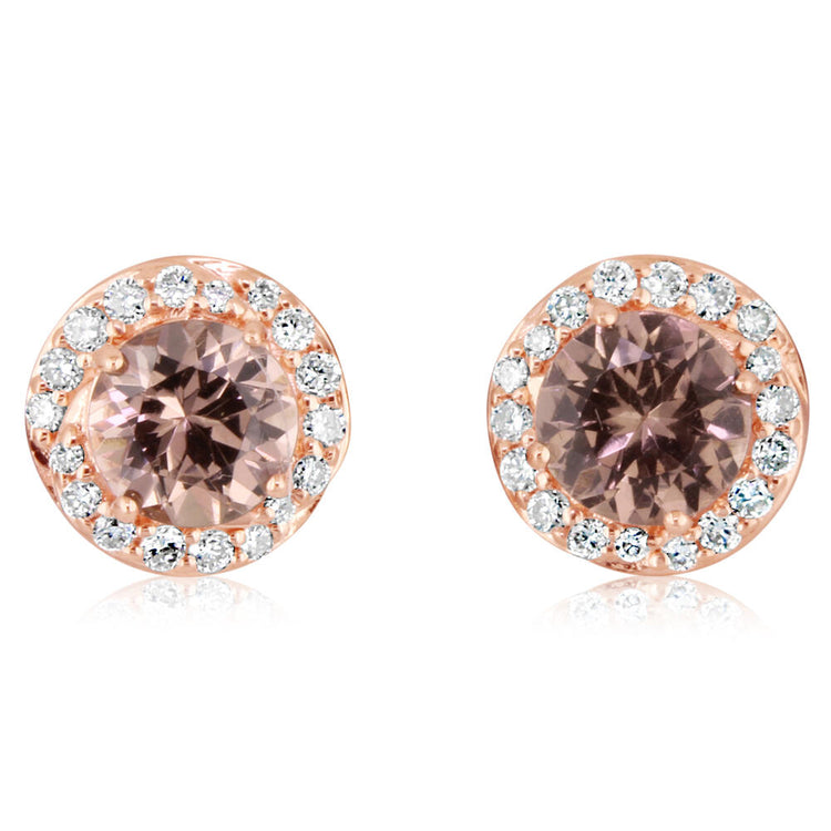 14K Rose Gold Lotus Garnet/Diamond Earrings