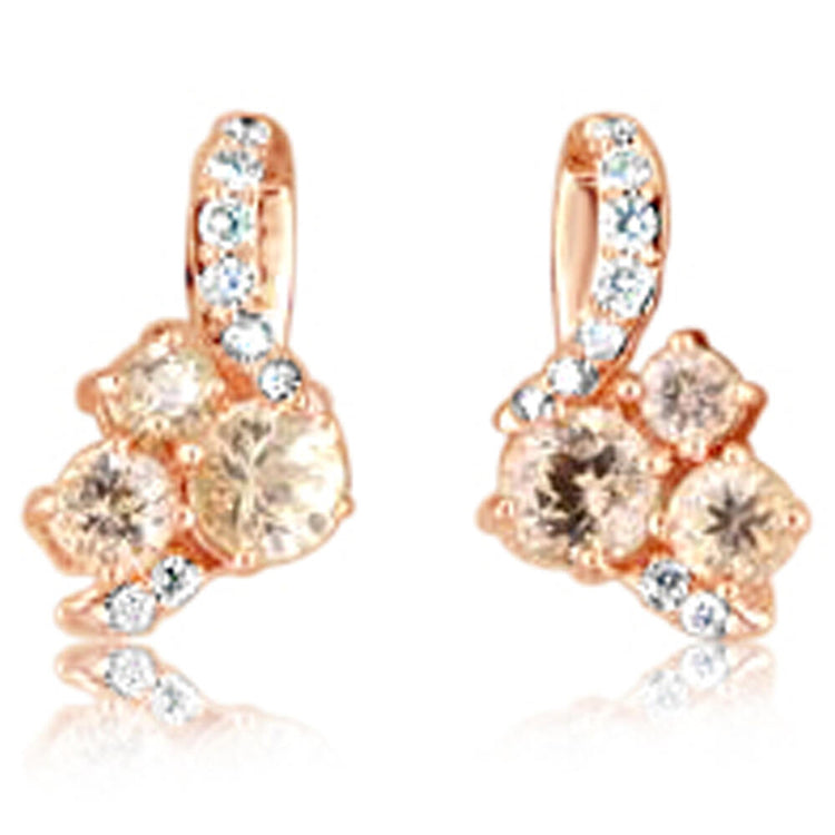 14K Rose Gold Lotus Garnet/Diamond Earrings