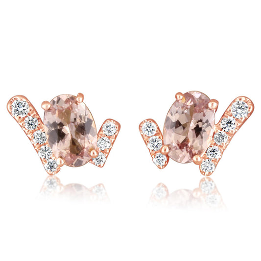 14K Rose Gold Lotus Garnet/Diamond Earrings