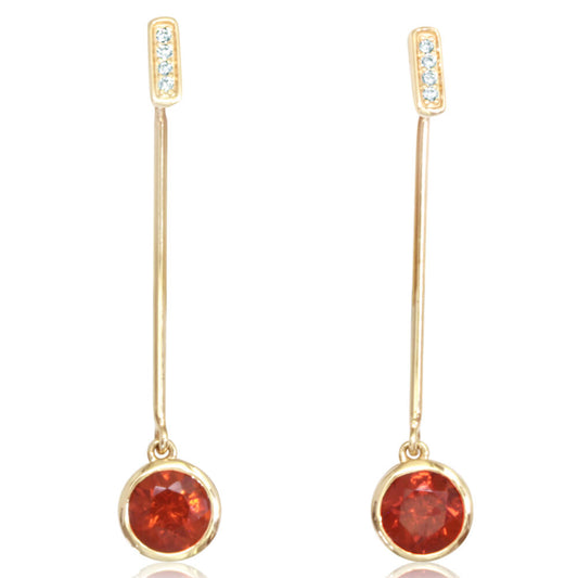 14K Yellow Gold Fire Opal/Diamond Earrings