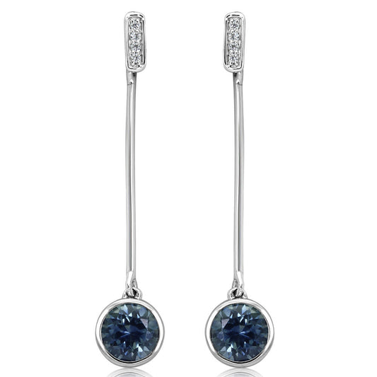 14K White Gold Montana Sapphire/Diamond Earrings