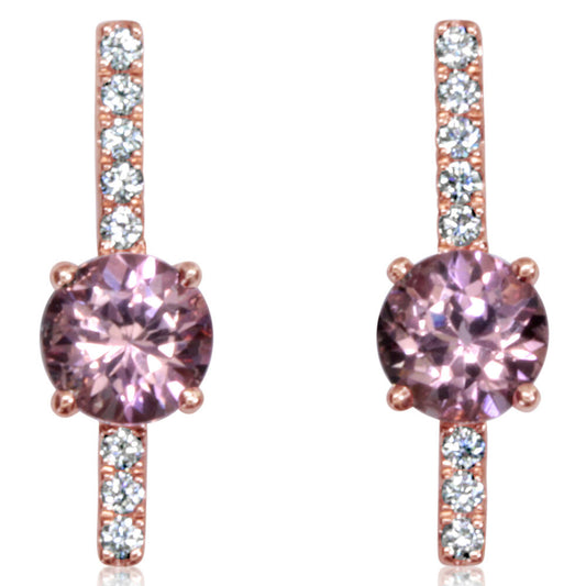 14K Rose Gold Lotus Garnet/Diamond Earrings