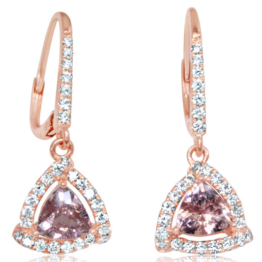 14K Rose Gold Lotus Garnet/Diamond Earrings