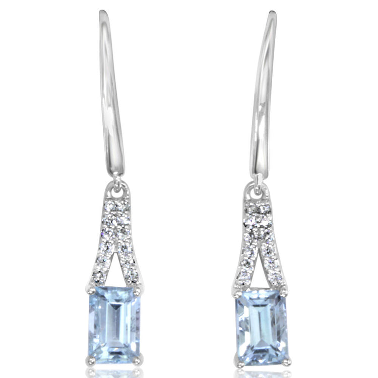 14K White Gold Aquamarine/Diamond Earrings