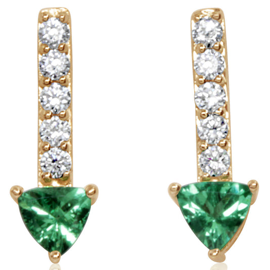 14K Yellow Gold Tsavorite/Diamond Earrings