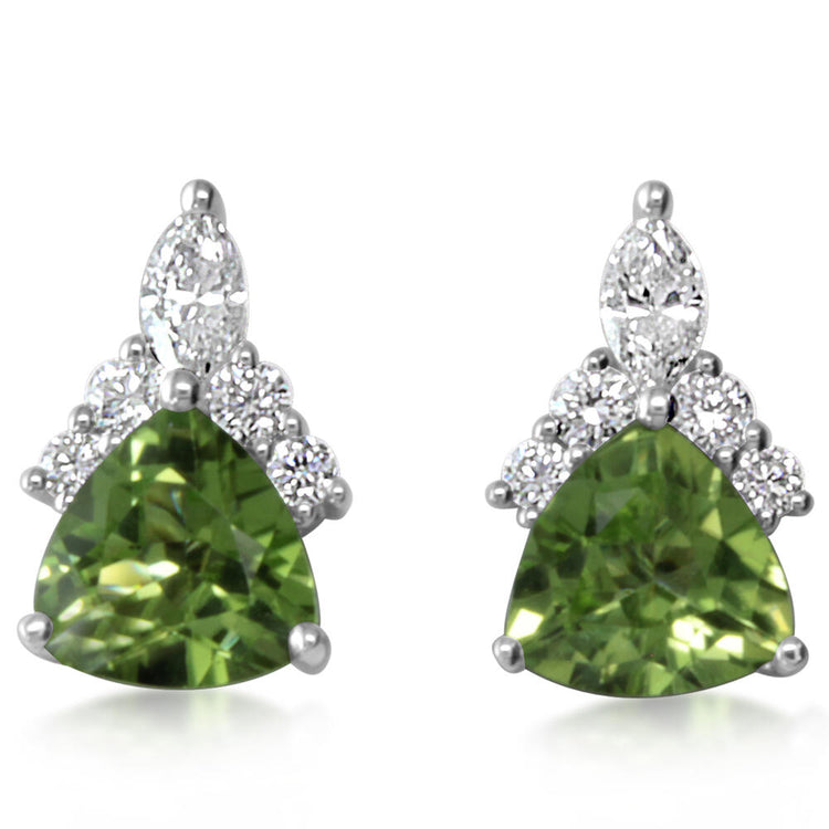 14K White Gold Peridot/Diamond Earrings