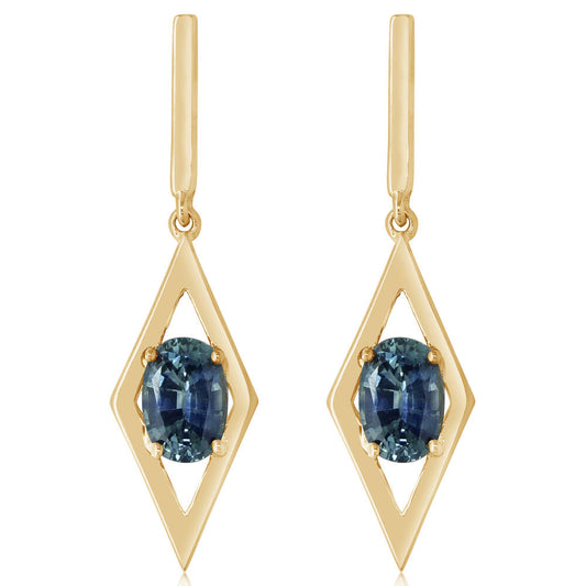 14K Yellow Gold Montana Sapphire Earrings