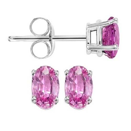 14K Color Studs 5X3 Ov - Pink Sapp