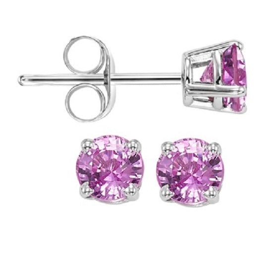 14K Color Studs 3 mm Rd - Pink Sapp