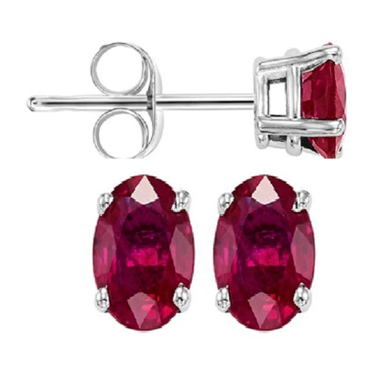 14K Color Studs 5X3 Ov - Ruby