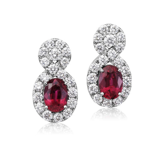 18K White Gold Mozambique Ruby/Diamond Earrings