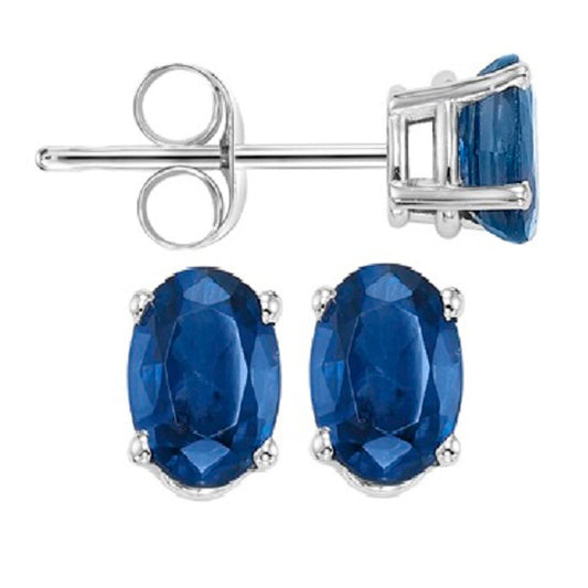 14K Color Studs 6X4 Ov - Sapphire