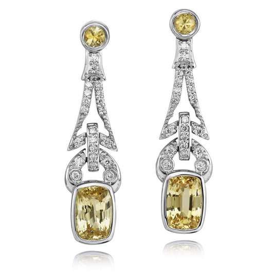 18K White Gold Yellow Sapphire/Diamond Earrings