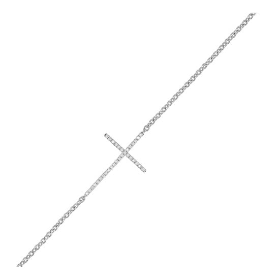 Silver Bracelet -Cross 1/10 ctw