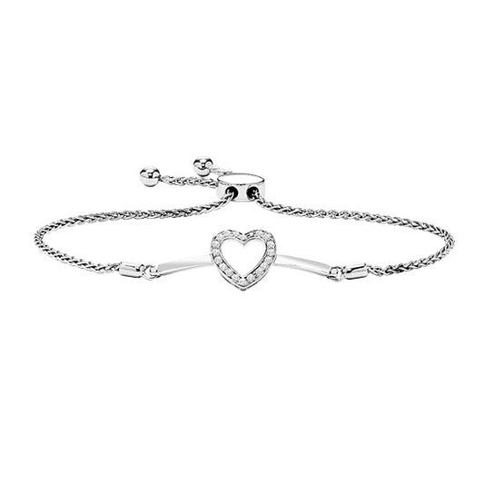 Silver Diamond Bolo Bracelet 1/10 ctw