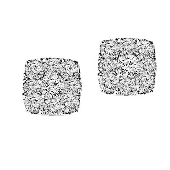 14K Diamond Sensation Earrings Cushion Shape 1/2 ctw