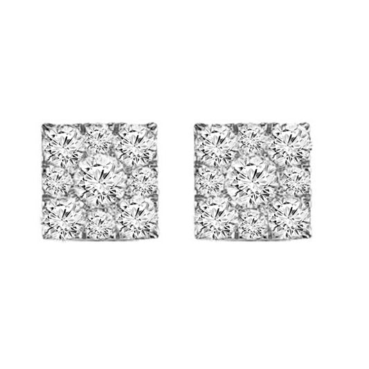 14K Diamond Sensation Earrings Square Shape 1/2 ctw