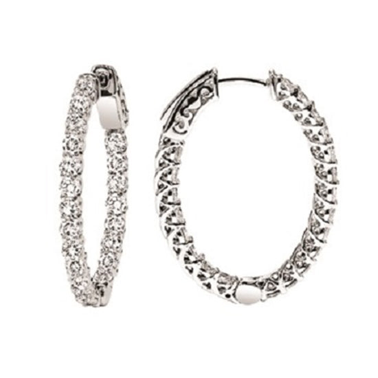 14K Diamond Inside Out Oval Hoops  11/2 ctw