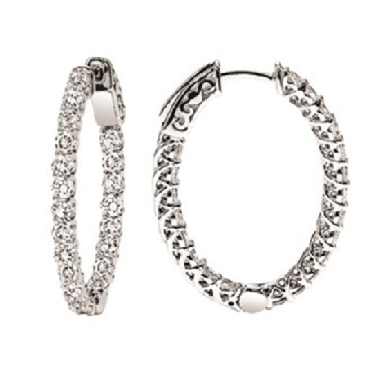 14K Diamond Inside Out Oval Hoops  3 ctw