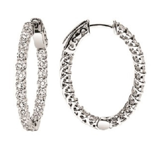 14K Diamond Inside Out Oval Hoops  1 ctw