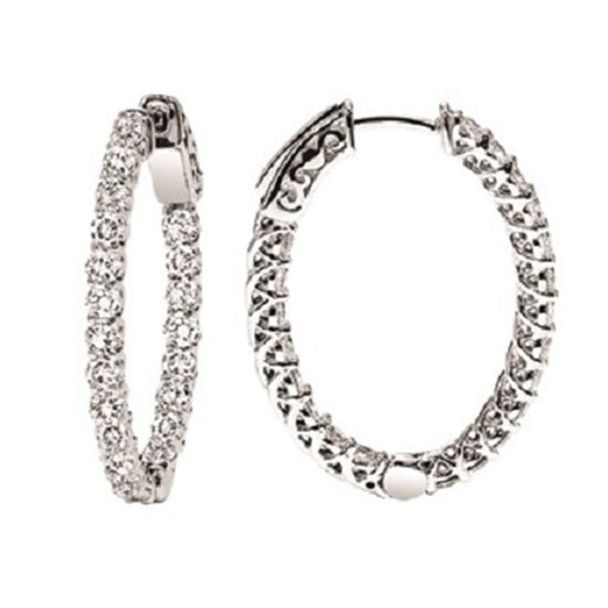 14K Diamond Inside Out Oval Hoops  5 ctw