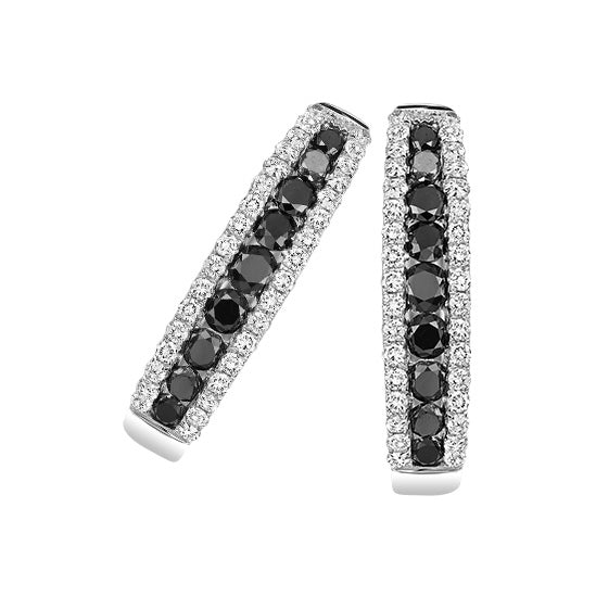 14K Black & White Diamond Earrings 1 ctw