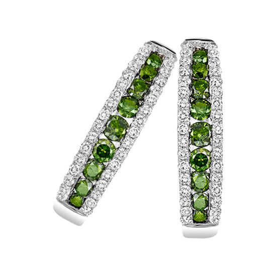 14K Green & White Diamond Earrings 1 ctw