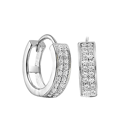 Silver White Diamond Earrings 1/5 ctw