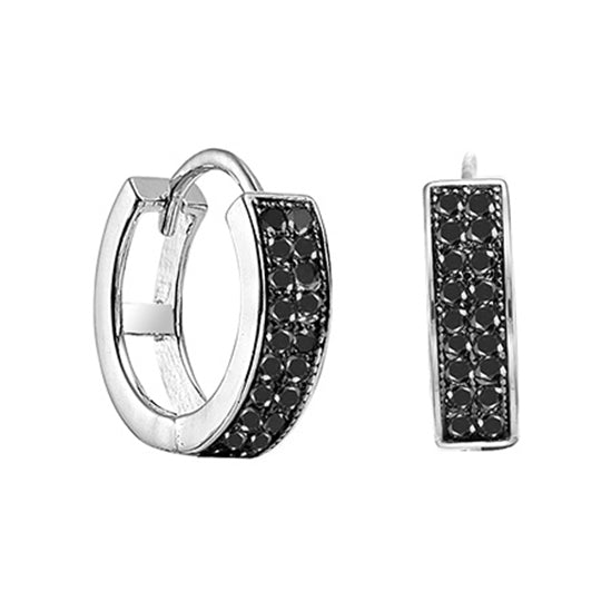 Silver Black Diamond Earrings 1/5 ctw