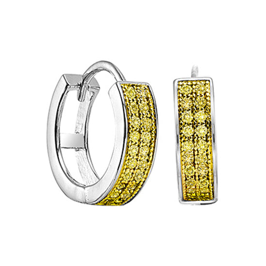 Silver Yellow Diamond Earrings 1/5 ctw