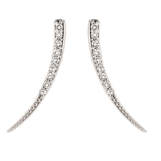 Silver Diamond Earrings Climbers 1/5 ctw